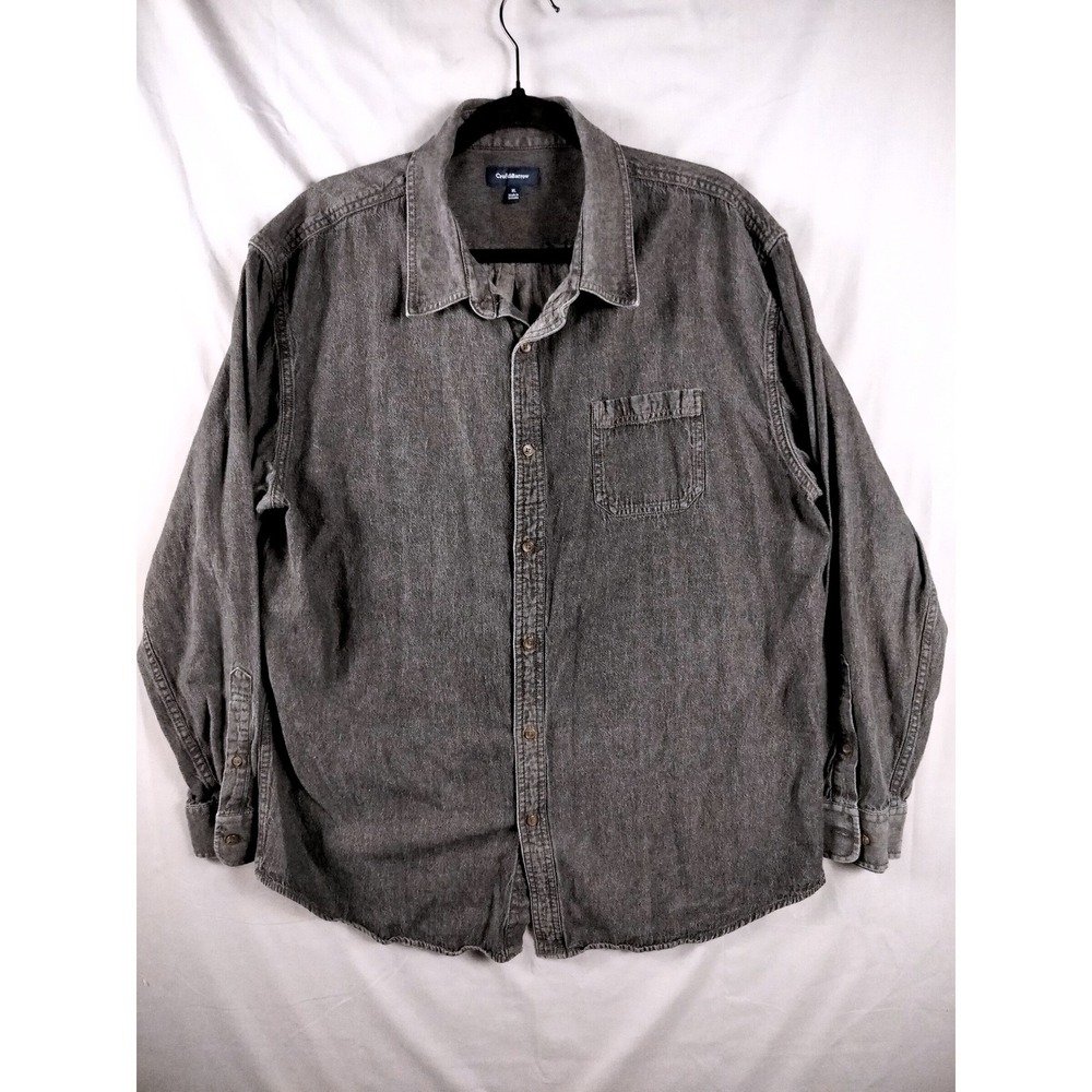 Croft & Barrow Denim Shirt Men XL Black Long Sleeve Button Down Workwear Casual